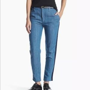 RAG & BONE High Rise Crop Pant 26 Tuxedo Stripes